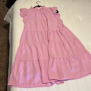 Pink Ruffle Mini Dress